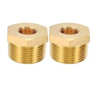 PATIKIL Brass Hex Bushing, 2Pcs 3/8" NPT Female x 1" NPT Male Thread Brass Pipe Fittings Reducer Tubing Adapter Connector Hose Reducing for Water, Air, Oil, Gas Line