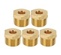 PATIKIL Brass Hex Bushing, 5Pcs 1/4" NPT Female x 3/4" NPT Male Thread Brass Pipe Fittings Reducer Tubing Adapter Connector Hose Reducing for Water, Air, Oil, Gas Line