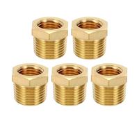 PATIKIL Brass Hex Bushing, 5Pcs 1/4" NPT Female x 3/8" NPT Male Thread Brass Pipe Fittings Reducer Tubing Adapter Connector Hose Reducing for Water, Air, Oil, Gas Line