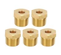 PATIKIL Brass Hex Bushing, 5Pcs 1/8" NPT Female x 1/2" NPT Male Thread Brass Pipe Fittings Reducer Tubing Adapter Connector Hose Reducing for Water, Air, Oil, Gas Line