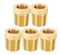 PATIKIL Brass Hex Bushing, 5Pcs 1/8" NPT Female x 1/4" NPT Male Thread Brass Pipe Fittings Reducer Tubing Adapter Connector Hose Reducing for Water, Air, Oil, Gas Line