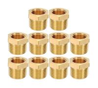 PATIKIL Brass Hex Bushing, 5Pcs 3/8" NPT Female x 1/2" NPT Male Thread Brass Pipe Fittings Reducer Tubing Adapter Connector Hose Reducing for Water, Air, Oil, Gas Line