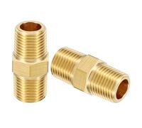 PATIKIL Brass Nipple Pipe Fittings, 2Pcs 1/8" BSPT x 1/8" NPT Male Thread Hex Tubing Coupler Adapter Connector for Plumbing Water Line Connection Couplings