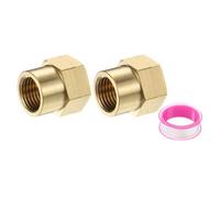 PATIKIL Brass Pipe Fitting, 2Pcs 1/4" BSP Female x 3/8" BSP Female Thread Connector Brass Hex Nipple Reducing Coupling Connector for Gas Water Refrigeration System Conversion