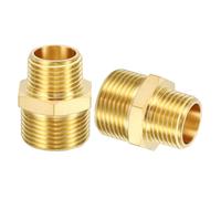PATIKIL Brass Pipe Fitting Adapter, 2Pcs 1/2" NPT Male Thread x 3/4" G Male Thread Brass Reducer Hex Tubing Hose Connector Adaptor with Washer for Plumbing Water Line