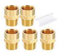 PATIKIL Brass Pipe Fitting Adapter Set, 5Pcs 1/2" NPT Male Thread x 1/2" G Female Thread Brass Reducer Hex Tubing Hose Connector Adaptor with Tape for Plumbing