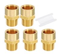 PATIKIL Brass Pipe Fitting Adapter Set, 5Pcs 3/8" NPT Male Thread x 3/8" G Female Thread Brass Reducer Hex Tubing Hose Connector Adaptor with Tape for Plumbing