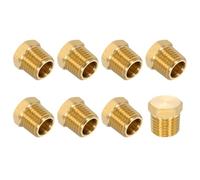 PATIKIL Brass Pipe Fittings, 8Pcs 1/4" NPT Male Plug Outer Hex Thread Socket Pipe End Plugs Fitting for Water Air Oil Gas Line, Brass Tone