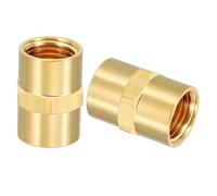 PATIKIL Brass Pipe Fittings Coupler, 2Pcs 1/4" x 1/4" NPT Female Thread Brass Hex Nipple Coupling Reducer Adapter Tubing Connector Adaptor for Water, Air, Oil, Gas Line System