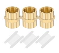 PATIKIL Brass Pipe Fittings Coupler, 3Pcs 1/2" x 1/2" NPT Female Thread Brass Hex Nipple Coupling Reducer Adapter Tubing Connector Adaptor with PTFE Tape for Water Air Oil Gas Line