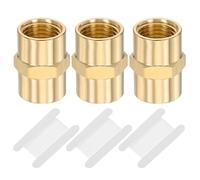 PATIKIL Brass Pipe Fittings Coupler, 3Pcs 1/4" x 1/4" NPT Female Thread Brass Hex Nipple Coupling Reducer Adapter Tubing Connector Adaptor with PTFE Tape for Water Air Oil Gas Line