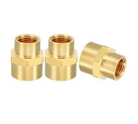 PATIKIL Brass Pipe Fittings Coupler, 3Pcs 1/4" x 3/8" NPT Female Thread Brass Hex Nipple Coupling Reducer Adapter Tubing Connector Adaptor for Water, Air, Oil, Gas Line System