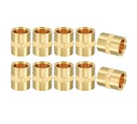 PATIKIL Brass Pipe Fittings Coupler, 5Pcs 1/2" x 1/2" NPT Female Thread Brass Hex Nipple Coupling Reducer Adapter Tubing Connector Adaptor for Water, Air, Oil, Gas Line System