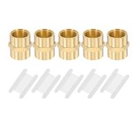 PATIKIL Brass Pipe Fittings Coupler, 5Pcs 1/2" x 1/2" NPT Female Thread Brass Hex Nipple Coupling Reducer Adapter Tubing Connector Adaptor with PTFE Tape for Water Air Oil Gas Line