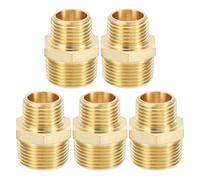 PATIKIL Brass Pipe Fittings Coupler, 5Pcs 1/2" x 3/4" NPT Male Thread Brass Hex Nipple Coupling Reducer Adapter Tubing Connector Adaptor for Water, Air, Oil, Gas Line System