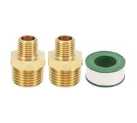 PATIKIL Brass Pipe Fittings Coupler Set, 2Pcs 1/4" x 1/2" NPT Male Thread Brass Hex Nipple Coupling Reducer Adapter Tubing Connector Adaptor with PTFE Tape for Water, Air, Oil, Gas Line
