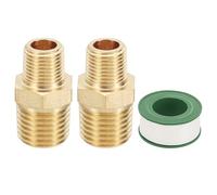 PATIKIL Brass Pipe Fittings Coupler Set, 2Pcs 1/8" x 1/4" NPT Male Thread Brass Hex Nipple Coupling Reducer Adapter Tubing Connector Adaptor with PTFE Tape for Water, Air, Oil, Gas Line
