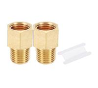 PATIKIL Brass Pipe Fittings Reducer Set, 2Pcs 1/4" NPT Female x 1/4" NPT Male Thread Brass Hex Tubing Adapter Connector Tube Adaptor Converter with PTFE Tape for Water, Air, Gas Line