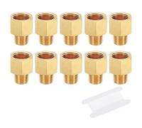 PATIKIL Brass Pipe Fittings Reducer Set, 2Pcs 3/8" NPT Female x 1/4" NPT Male Thread Brass Hex Tubing Adapter Connector Tube Adaptor Converter with PTFE Tape for Water, Air, Gas Line