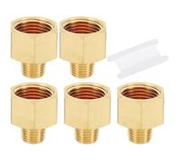 PATIKIL Brass Pipe Fittings Reducer Set, 5Pcs 1/2" NPT Female x 1/4" NPT Male Thread Brass Hex Tubing Adapter Connector Tube Adaptor Converter with PTFE Tape for Water, Air, Gas Line