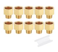 PATIKIL Brass Pipe Fittings Reducer Set, 5Pcs 1/2" NPT Female x 3/8" NPT Male Thread Brass Hex Tubing Adapter Connector Tube Adaptor Converter with PTFE Tape for Water, Air, Gas Line