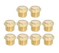 PATIKIL Brass Pneumatic Exhaust Muffler 1/4" NPT 10 Pcs Flat Sintered Air Breather Vent Filter Solenoid Valve Noise Reducer Fitting for Compressor Cylinders Oil Tanks Air Tools, Golden