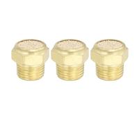 PATIKIL Brass Pneumatic Exhaust Muffler 1/8" NPT 3 Pcs Flat Sintered Air Breather Vent Filter Solenoid Valve Noise Reducer Fitting for Compressor Cylinders Oil Tanks Air Tools, Golden