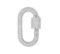 PATIKIL Brass Screw Oval Lock Charm Clasps, Jewelry Clasp Clip Hook Locking Rhinestone Lobster Claw Clasps and Closures for Necklace Bracelet Making Dangling Pendant Keychain, Silver