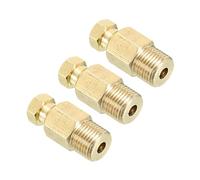 PATIKIL Brass Tube Fitting 4mm Tube OD 1/8 BSP Male Thread, 3Pcs Compression Pipe Connector Union Straight Coupling Adapter, Gold Tone