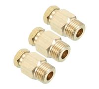 PATIKIL Brass Tube Fitting 8mm Tube OD 1/4 BSP Male Thread, 3Pcs Compression Pipe Connector Union Straight Coupling Adapter, Gold Tone