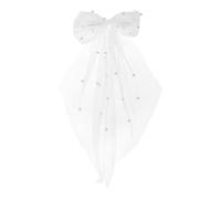 PATIKIL Bridal Pearl Hair Bow, 1 Pcs Hair Accessories for Women Long Tail Hair Bow Clips Barrettes Big Bowknot Trendy Stuff Gifts, White