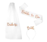 PATIKIL Bride Sash, Bride Sash Veil Headband -Tiara Crown Queen Rhinestone Crown for Bachelorette Party Decorations Gifts to Be Bridal Shower, White Rose Gold