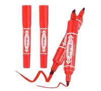 PATIKIL Broad & Fine Tip Markers, 4Pcs Oil-Based Markers Dual Tip Brush Highlighter for Adult Artists Drawing Coloring Painting Sketching, Red (5mm/2mm)