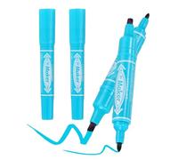 PATIKIL Broad & Fine Tip Markers, 4Pcs Oil-Based Markers Dual Tip Brush Highlighter for Adult Artists Drawing Coloring Painting Sketching, Light Blue (5mm/2mm)