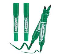 PATIKIL Broad & Fine Tip Markers, 4Pcs Oil-Based Markers Dual Tip Brush Highlighter for Adult Artists Drawing Coloring Painting Sketching, Green (5mm/2mm)