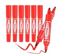 PATIKIL Broad & Fine Tip Markers, 8Pcs Oil-Based Markers Dual Tip Brush Highlighter for Adult Artists Drawing Coloring Painting Sketching, Red (5mm/2mm)