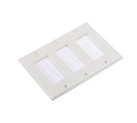 PATIKIL Brush Wall Plate Decoration Wall Panel Cable Pass Through Three Gang 163mmx114mm White for Low-Voltage Cables