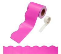 PATIKIL Bulletin Board Borders, 32.8ft Dark Pink Border for Bulletin Board with Clear Sticky Dots Scalloped Trim for Office Party Classroom Decorations