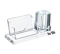 PATIKIL Business Card Holder, Acrylic 1 Slot Desktop Name Cards Display Stand with Pen Pot for Office Desk, Clear