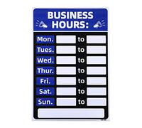PATIKIL Business Hour Sign, 1 Set 8"x12" PVC Self Adhesive Operation Hour Changeable Store Hours Sign with Number Sticker for Store Business Shop, Blue