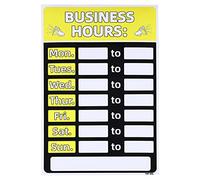 PATIKIL Business Hour Sign, 1 Set 8"x12" PVC Self Adhesive Operation Hour with Number Sticker and Open/Close Door Hanger for Store Business Shop Bars, Yellow