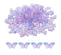 PATIKIL Butterfly Beads, 100Pcs Crystal Butterfly Beads Translucent Czech Glass Beads Spacer Bead for DIY Jewelry Making Bracelets Necklace, Pink Purple