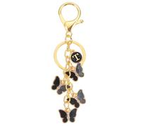 PATIKIL Butterfly Initial Letter Keychain, Alphabet T Personalized Metal Black Keyring Cute Car Keys Holder Charm for Women Birthday Gift Handbag Purse Backpack Bag Accessories