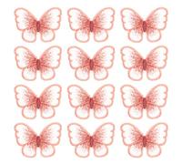 PATIKIL Butterfly Lace Applique, 12pcs Butterfly Patches Lace Fabric Butterfly Applique Patches Embroidery Trim for Clothes Dresses Wedding Craft, L, Red