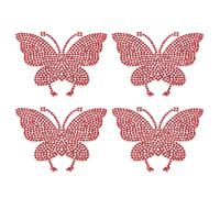 PATIKIL Butterfly Rhinestone Patches, 4 Pcs Butterfly Shape Iron on Applique Patches Rhinestone Applique Glitter Crystal Patches Sewing for Shoes Clothes Pants Bags, Red