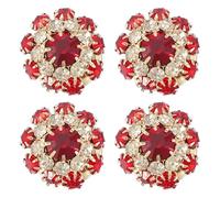 PATIKIL Button Covers for Women, 4 Pcs Rhinestone Button Cover Crystal Cuff Links Cufflinks for Men Shirts Blouses Sleeve Dress Tuxedo Business, Golden Red