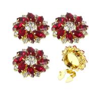PATIKIL Button Covers for Women, 4 Pcs Rhinestone Button Cover Crystal Cuff Links Cufflinks for Men Shirts Blouses Sleeve Dress Tuxedo Business, Dark Red