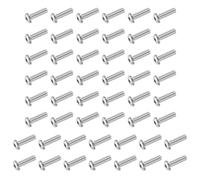 PATIKIL Button Head Socket Cap Screws, 60 PCS #6-32 UNC x 1/2 Inch 304 Stainless Steel Hex Drive Fully Thread Machine Bolts Screw for Furniture Water Pump Light Fixture, Silver