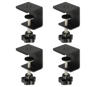 PATIKIL C Clamps, 4 Pcs Heavy Duty Metal Black Desk Clamp Adjustable Mounting Table Clamp with Protective Pad for Fixing Acrylic Glass Plastic Sheets, Black