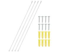 PATIKIL Cabinet Door Restraint 50cm, 4 Pack Stainless Steel Hinge Limiter Cable Opening Angle Protector 2mm Dia with Mounting Screws for Limiting Chest Cupboard Door Swing